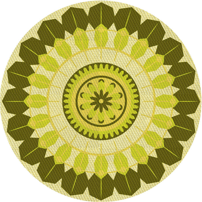 Square Patterned Dark Yellow Green Rug, pat1913yw
