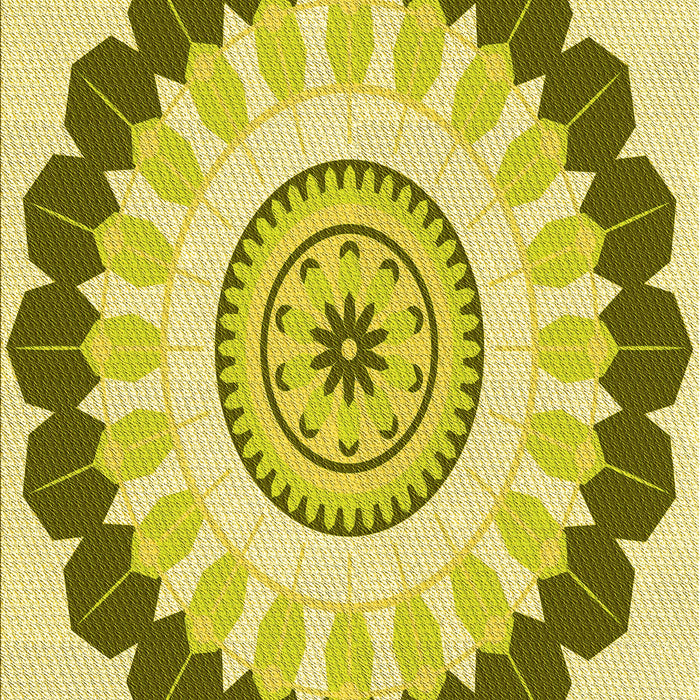 Patterned Dark Yellow Green Rug, pat1913yw