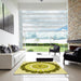Square Patterned Dark Yellow Green Rug in a Living Room, pat1913yw