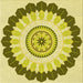 Round Patterned Dark Yellow Green Rug, pat1913yw