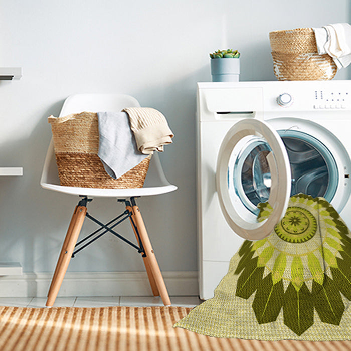 Machine Washable Transitional Dark Yellow Green Rug in a Washing Machine, wshpat1913yw