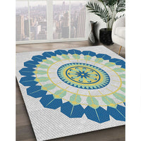 Patterned Steel Blue Novelty Rug, pat1913