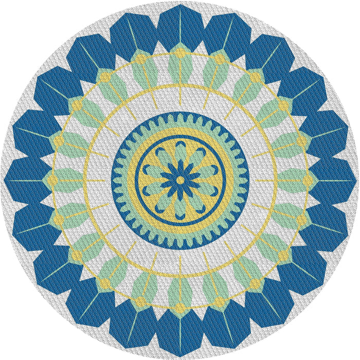 Sideview of Patterned Steel Blue Novelty Rug, pat1913