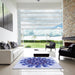 Machine Washable Transitional Royal Blue Rug in a Kitchen, wshpat1914blu