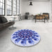 Round Patterned Royal Blue Rug in a Office, pat1914blu