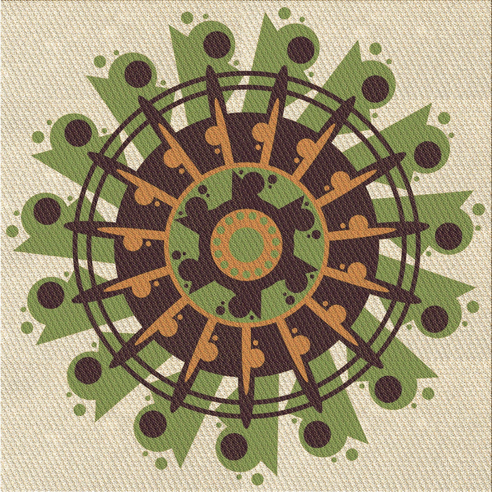 Round Patterned Red Brown Rug, pat1914brn