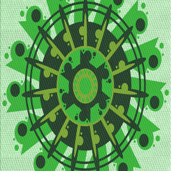 Machine Washable Transitional Forest Green Rug, wshpat1914grn