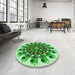 Round Patterned Forest Green Rug in a Office, pat1914grn