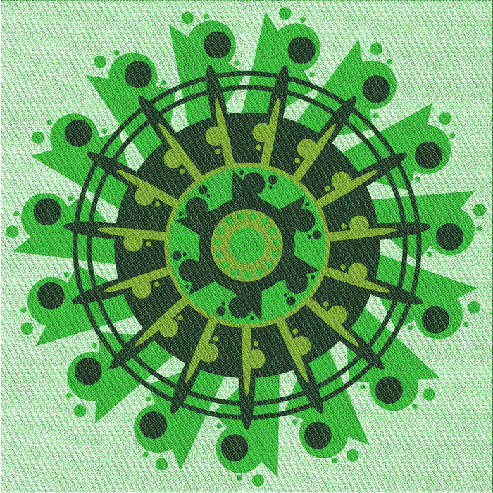 Round Patterned Forest Green Rug, pat1914grn