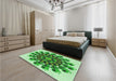 Round Machine Washable Transitional Forest Green Rug in a Office, wshpat1914grn