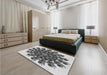 Patterned Platinum Silver Gray Rug in a Bedroom, pat1914gry