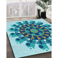 Patterned Glacial Blue Ice Blue Rug, pat1914lblu