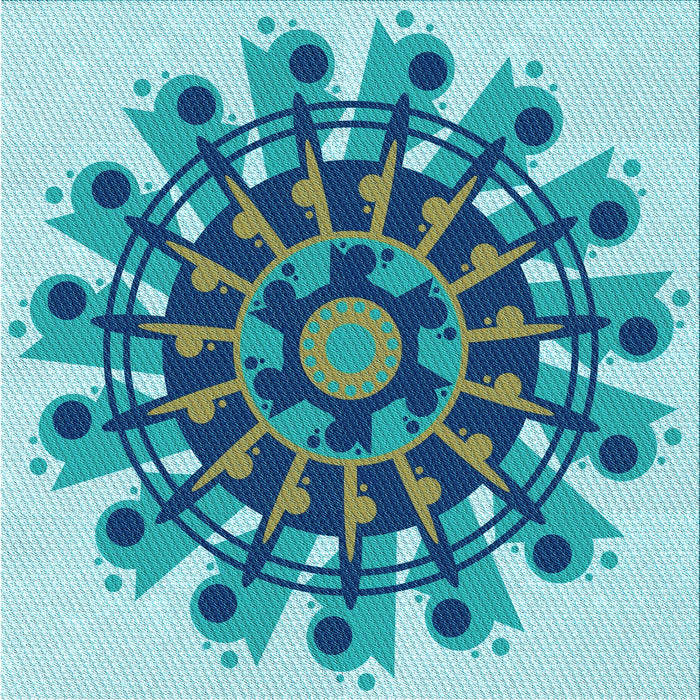 Round Patterned Glacial Blue Ice Blue Rug, pat1914lblu