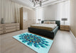 Patterned Glacial Blue Ice Blue Rug in a Bedroom, pat1914lblu