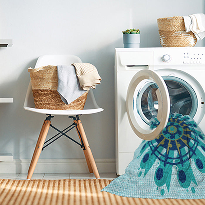Machine Washable Transitional Glacial Blue Ice Blue Rug in a Washing Machine, wshpat1914lblu