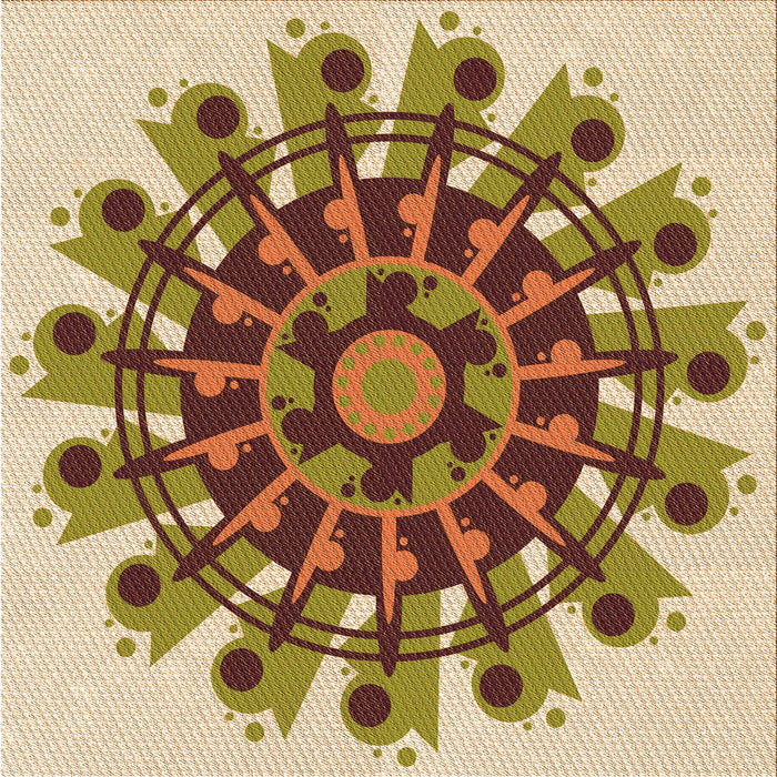 Round Patterned Mahogany Brown Rug, pat1914org