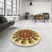 Round Patterned Mahogany Brown Rug in a Office, pat1914org