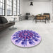 Round Patterned Mauve Purple Rug in a Office, pat1914pur