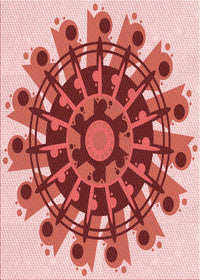 Machine Washable Transitional Pastel Pink Rug, wshpat1914rd