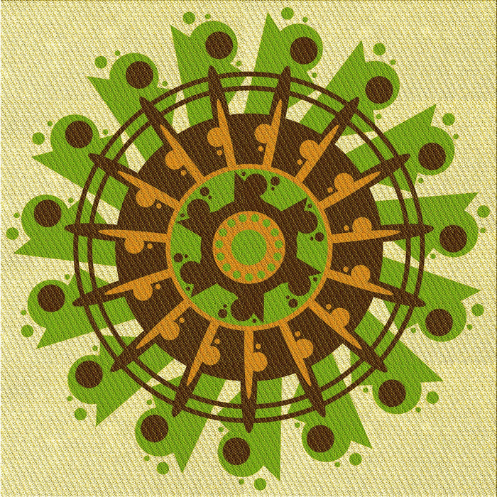 Round Machine Washable Transitional Green Rug, wshpat1914yw