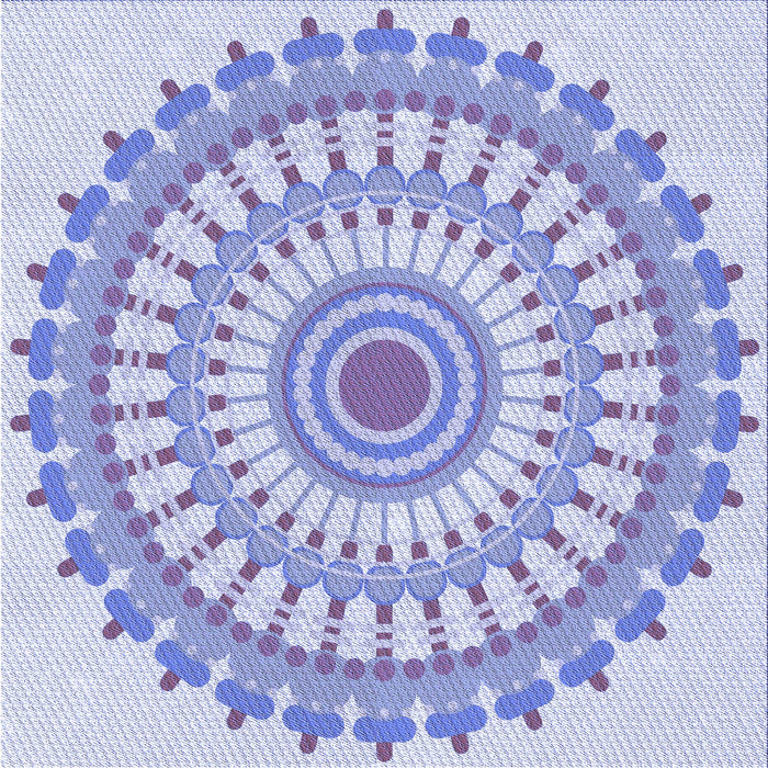 Round Patterned Blue Rug, pat1915blu