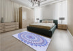 Round Machine Washable Transitional Blue Rug in a Office, wshpat1915blu