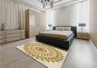 Round Machine Washable Transitional Cinnamon Brown Rug in a Office, wshpat1915brn