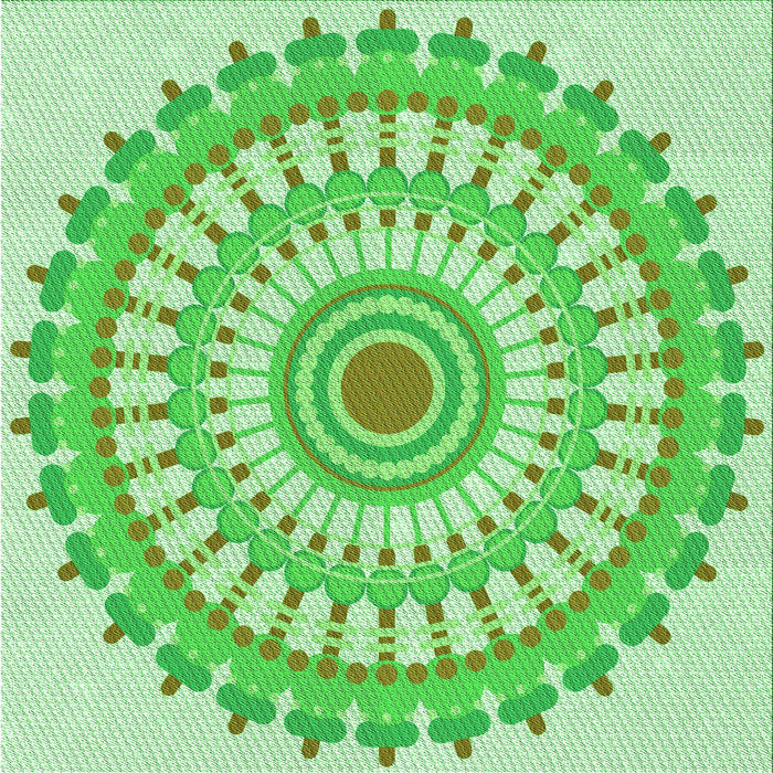 Round Patterned Green Rug, pat1915grn