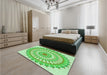 Round Machine Washable Transitional Green Rug in a Office, wshpat1915grn