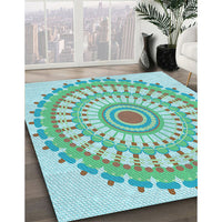 Patterned Seafoam Green Rug, pat1915lblu