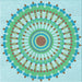 Round Patterned Seafoam Green Rug, pat1915lblu