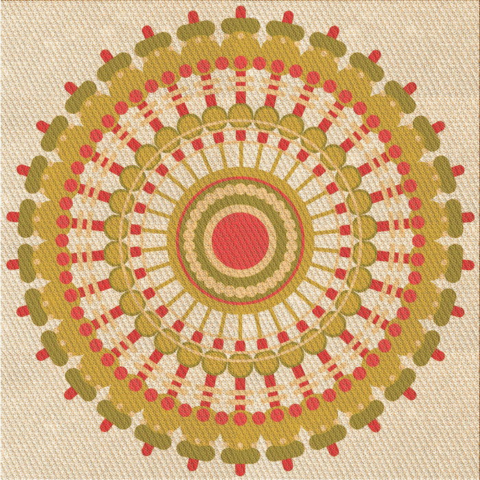 Round Patterned Orange Rug, pat1915org