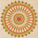 Round Patterned Orange Rug, pat1915org