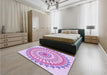 Round Machine Washable Transitional Blossom Pink Rug in a Office, wshpat1915pur