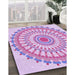 Patterned Blossom Pink Rug in Family Room, pat1915pur