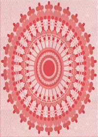 Machine Washable Transitional Red Rug, wshpat1915rd