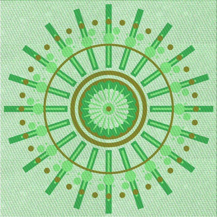 Round Machine Washable Transitional Green Rug, wshpat1916grn