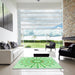 Machine Washable Transitional Green Rug in a Kitchen, wshpat1916grn