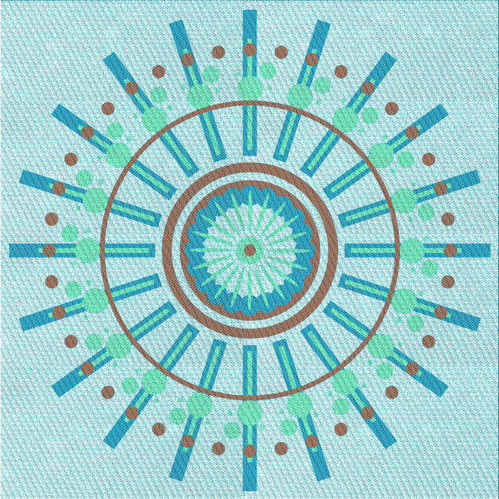 Round Patterned Blue Rug, pat1916lblu