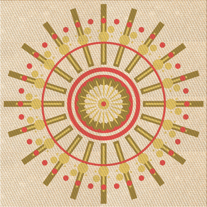 Round Patterned Golden Blonde Gold Rug, pat1916org