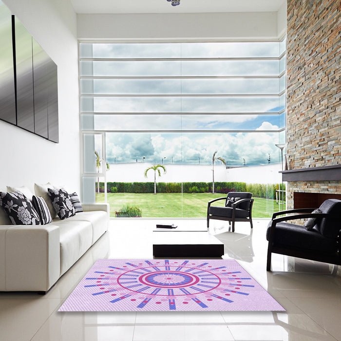 Machine Washable Transitional Purple Rug in a Kitchen, wshpat1916pur