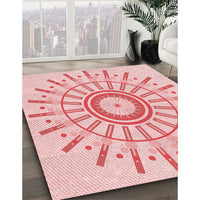 Patterned Light Rose Pink Rug, pat1916rd