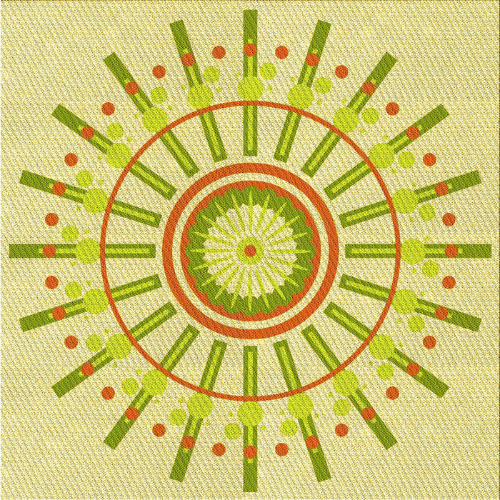Round Patterned Orange Gold Rug, pat1916yw