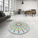 Round Patterned Light Rose Green Novelty Rug in a Office, pat1916