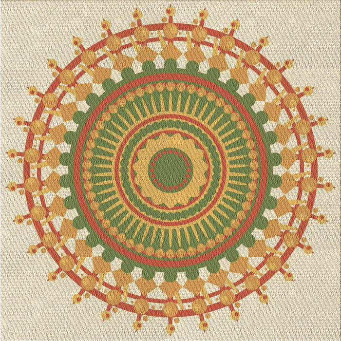 Round Patterned Brown Gold Rug, pat1917brn