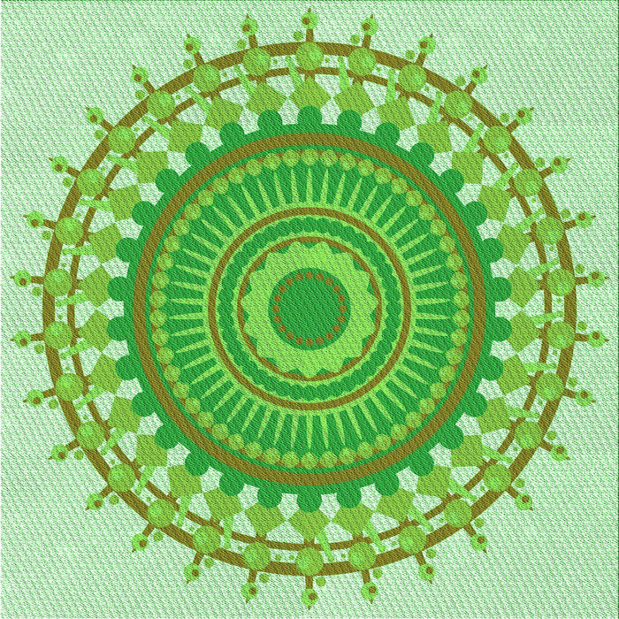 Round Patterned Jade Green Rug, pat1917grn