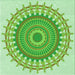 Round Patterned Jade Green Rug, pat1917grn