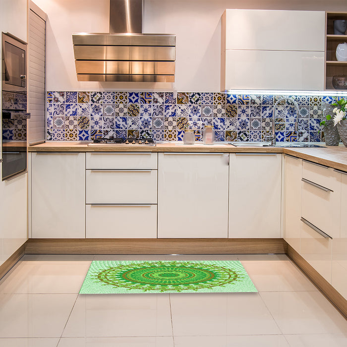 Patterned Jade Green Rug in a Kitchen, pat1917grn