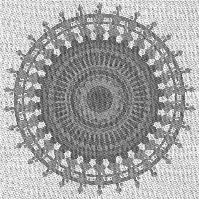 Round Patterned Silver Gray Rug, pat1917gry