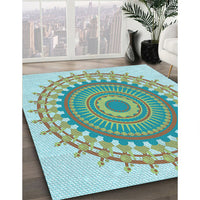 Patterned Green Rug, pat1917lblu